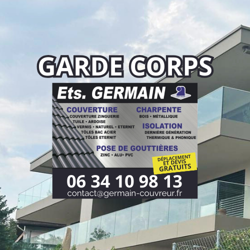 Couvreur Zingueur pose Garde Corps Sécurité Balcon spécialiste expert toiture métal inox verre Valenciennes Nord 59 Hauts de France